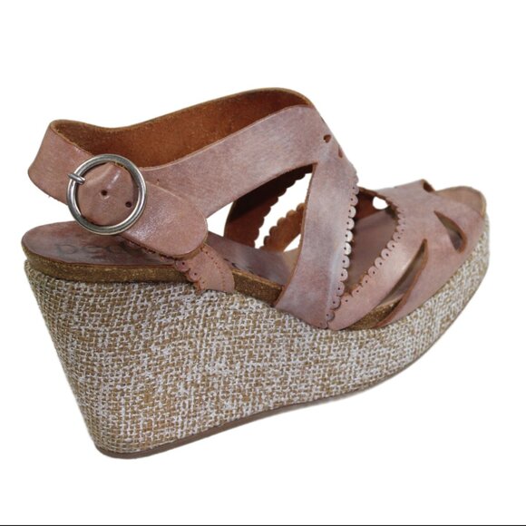 Pedro Garcia Pink Blush Leather Peep Toe Ankle Buckle Platform Wedge, Size 36.5 - Picture 7 of 8